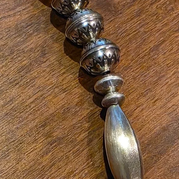 Sterling Silver Navajo Style Bench Bead Stamped Necklace 18" - Picture 4 of 6